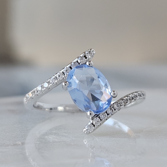 Blue Topaz Ring, 925 Sterling Silver Charmed Aroma - Picture 6 of 10